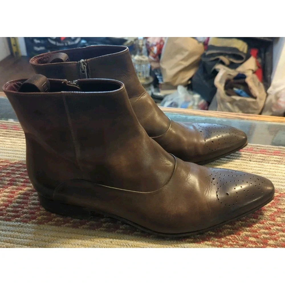 Men's Gorgeous Denis Italy Brown Leather Chelsea Boots Ankle Size EU45 US 11.5
